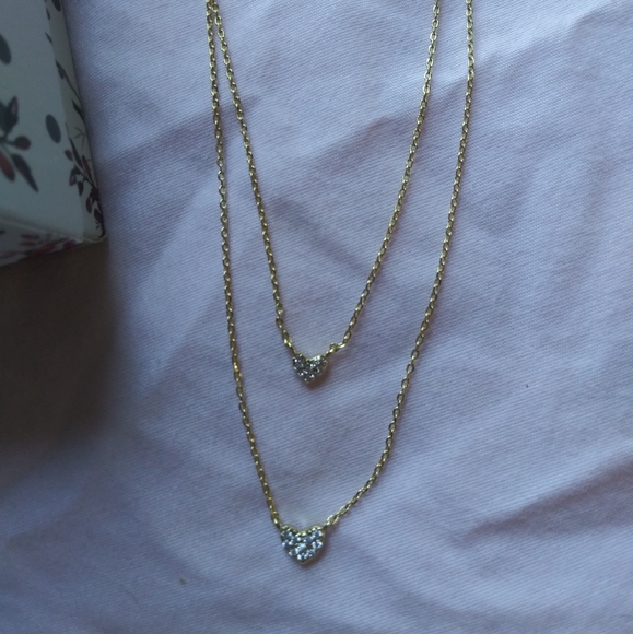 Gold plated cz layered heart necklace - Picture 5 of 5